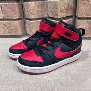 Nike Court Borough Mid 2 Black Red White CD7783-003 Kids Size 11c Sneakers